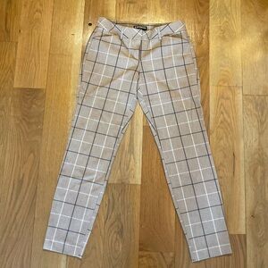 Express Tan Checkered Dress Pants